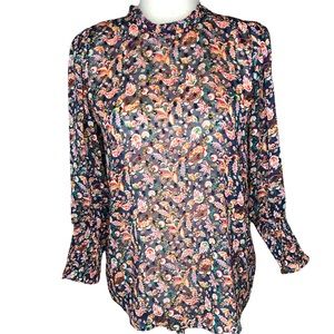 Maison d’ Amelie Paris Sheer Ditsy Floral Paisley 3/4 elastic cuff sleeve | XS